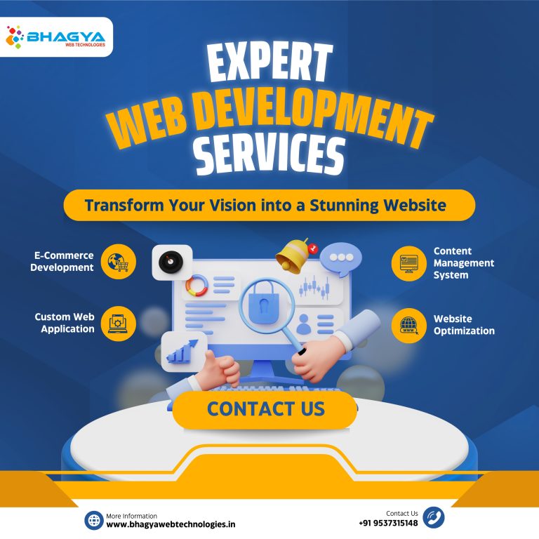 Blue And Yellow Modern Web Development Services Instagram Post -